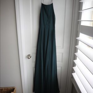 LuLus hunter green chiffon maxi